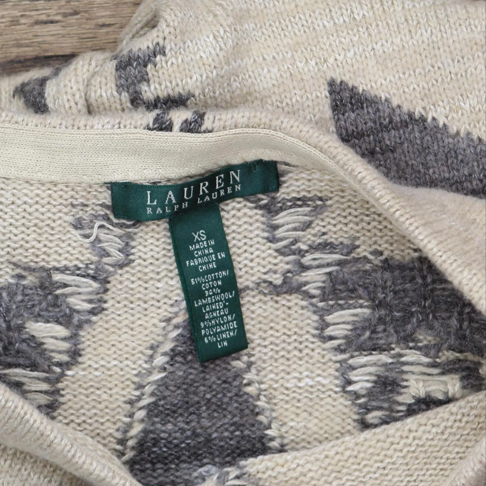 Lauren Ralph Lauren Womens Boat Neck Lambswool Wool Pullover Sweater Brown XS