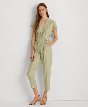 Lauren Ralph Lauren Womens Linen-Blend Jumpsuit 200861718001 Ranch Sage Green 18