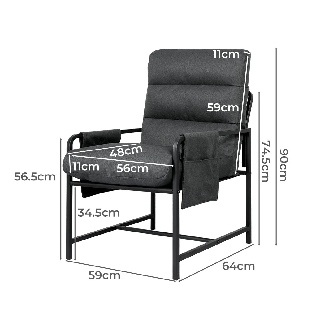 Levede Metal Framed Lounge Chair Linen in Dark Grey