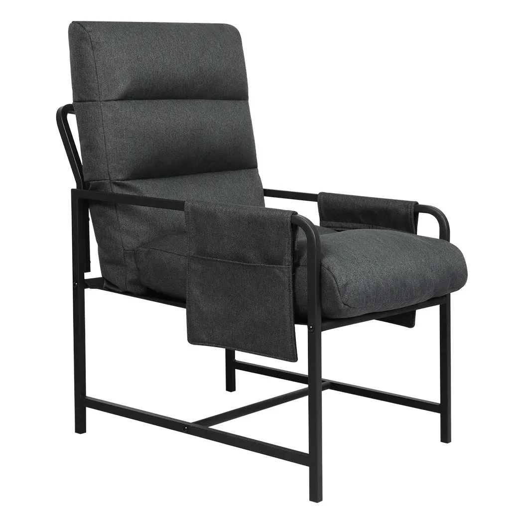 Levede Metal Framed Lounge Chair Linen in Dark Grey