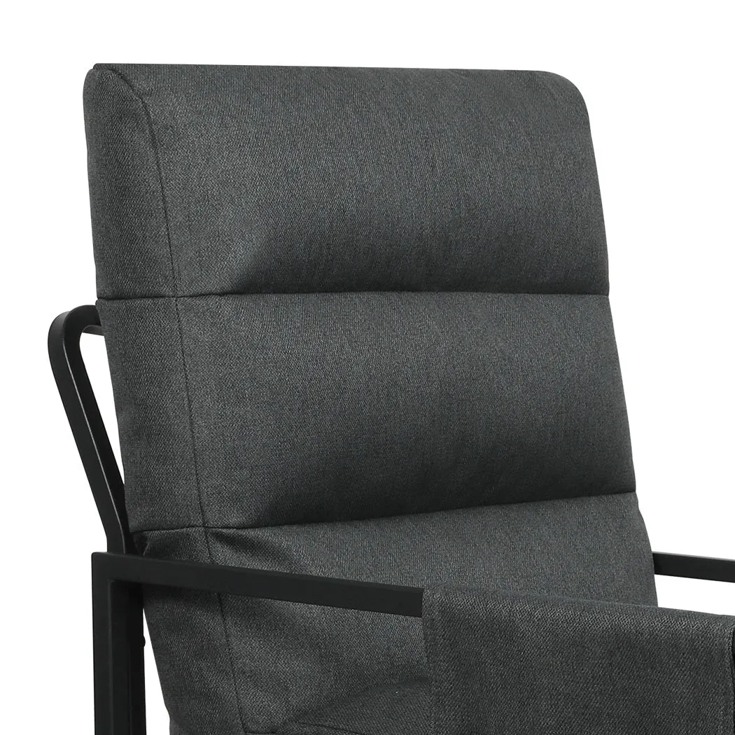 Levede Metal Framed Lounge Chair Linen in Dark Grey