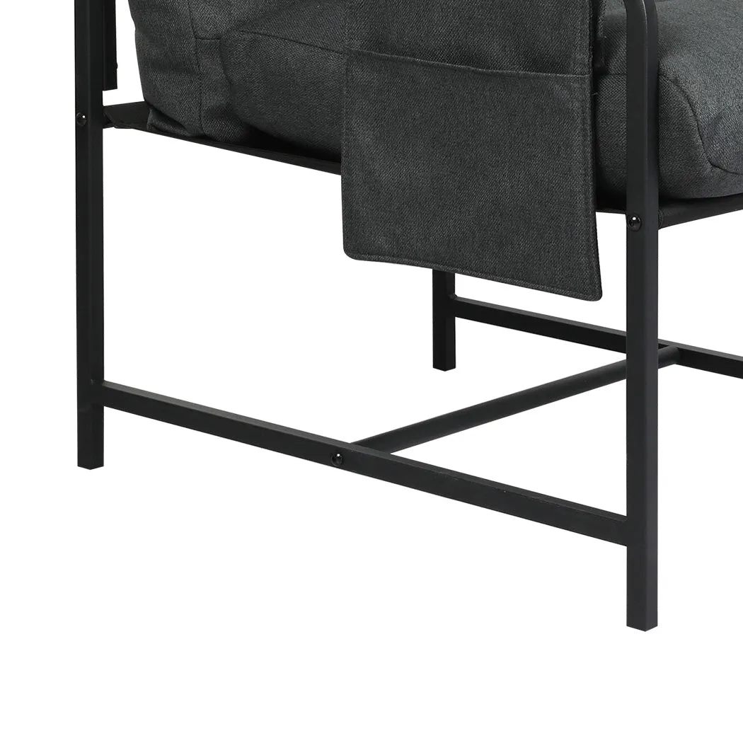 Levede Metal Framed Lounge Chair Linen in Dark Grey