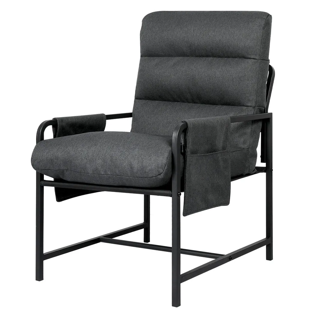 Levede Metal Framed Lounge Chair Linen in Dark Grey