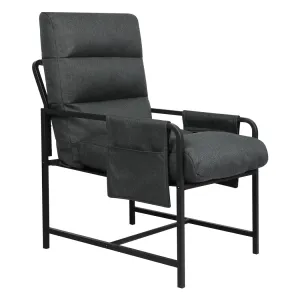 Levede Metal Framed Lounge Chair Linen in Dark Grey