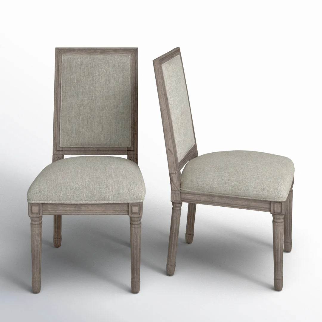 Libretto Solid Wood Side Chair (Set of 2) Kelly Clarkson Home Upholstery Color: Gray Linen, Leg Color: Antique Gray Oak