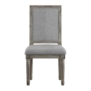 Libretto Solid Wood Side Chair (Set of 2) Kelly Clarkson Home Upholstery Color: Gray Linen, Leg Color: Antique Gray Oak