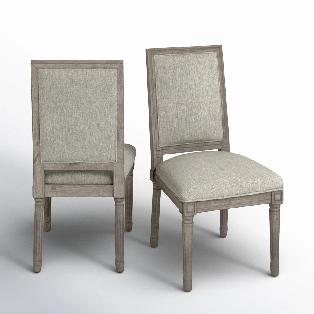 Libretto Solid Wood Side Chair (Set of 2) Kelly Clarkson Home Upholstery Color: Gray Linen, Leg Color: Antique Gray Oak