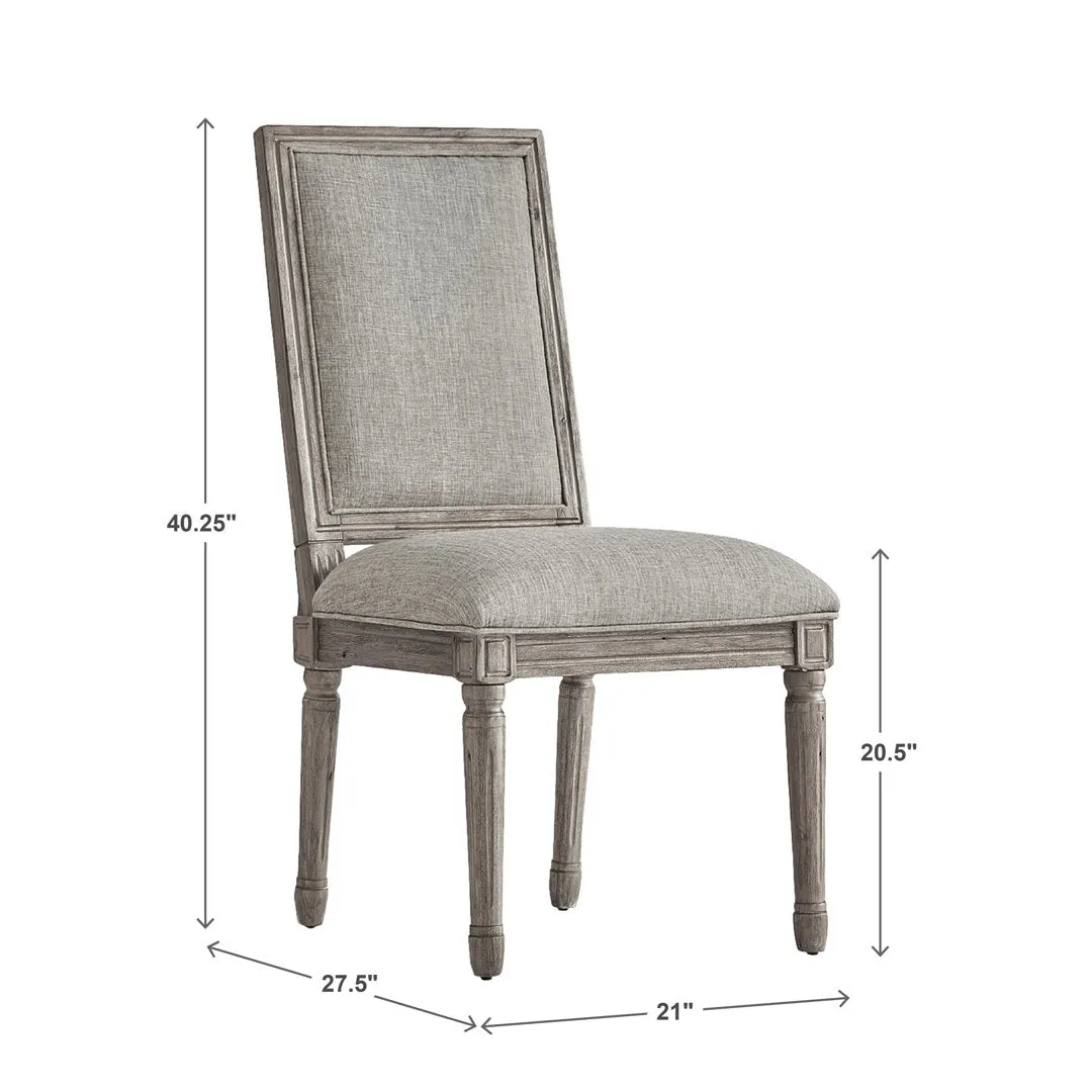 Libretto Solid Wood Side Chair (Set of 2) Kelly Clarkson Home Upholstery Color: Gray Linen, Leg Color: Antique Gray Oak