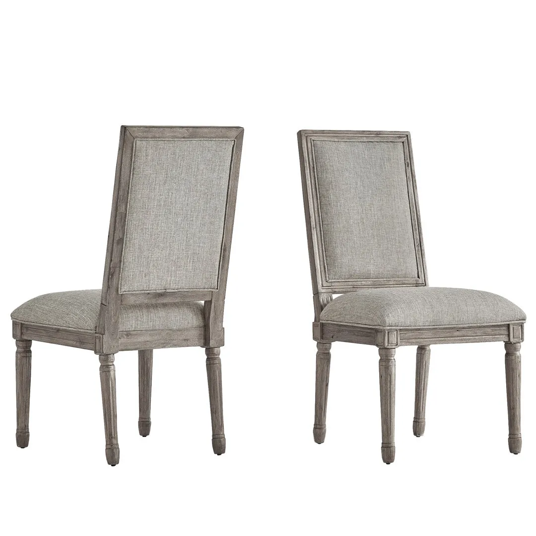 Libretto Solid Wood Side Chair (Set of 2) Kelly Clarkson Home Upholstery Color: Gray Linen, Leg Color: Antique Gray Oak