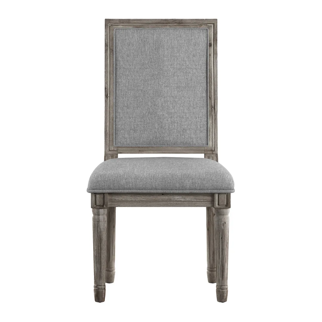 Libretto Solid Wood Side Chair (Set of 2) Kelly Clarkson Home Upholstery Color: Gray Linen, Leg Color: Antique Gray Oak