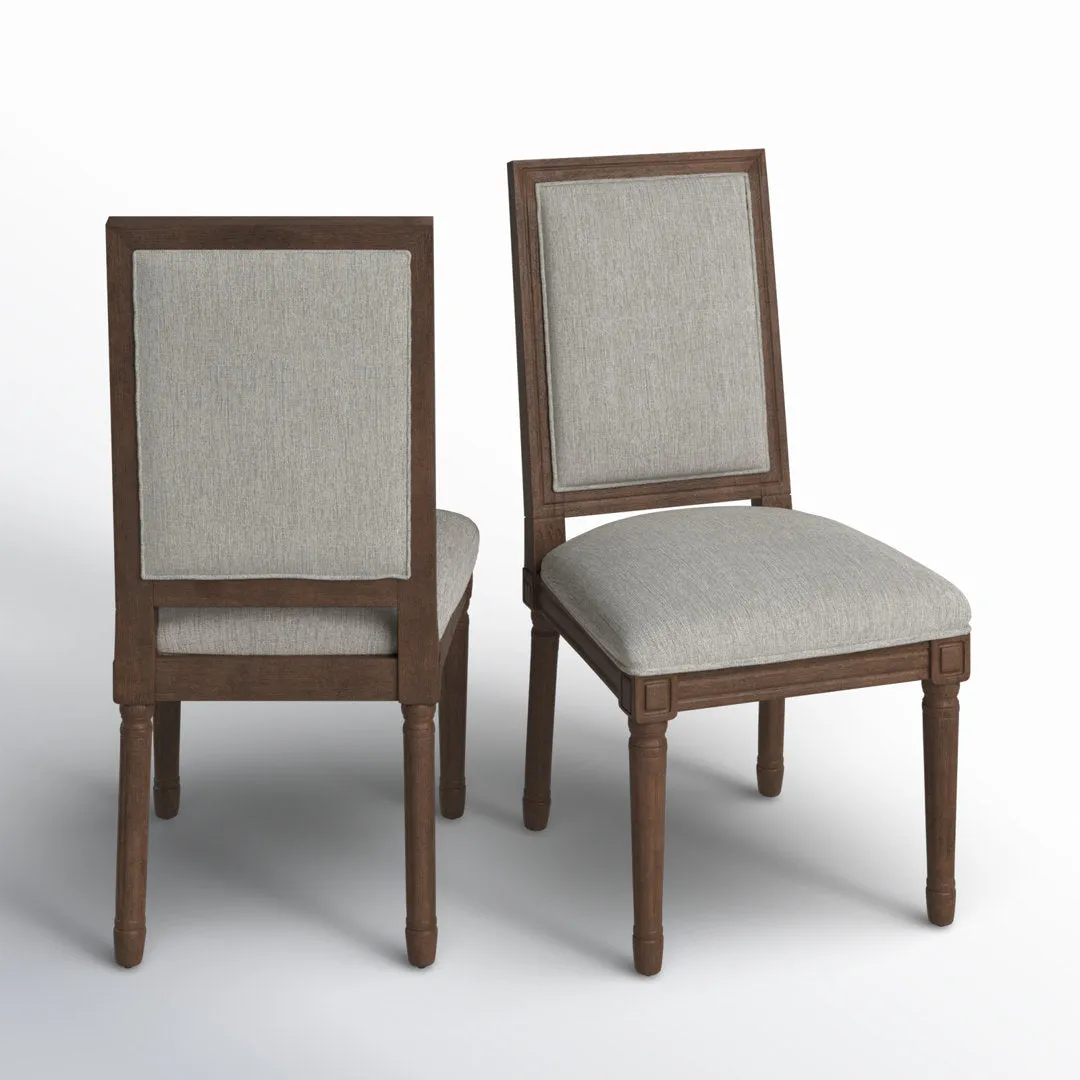 Libretto Solid Wood Side Chair (Set of 2) Kelly Clarkson Home Upholstery Color: Gray Linen, Leg Color: Brown