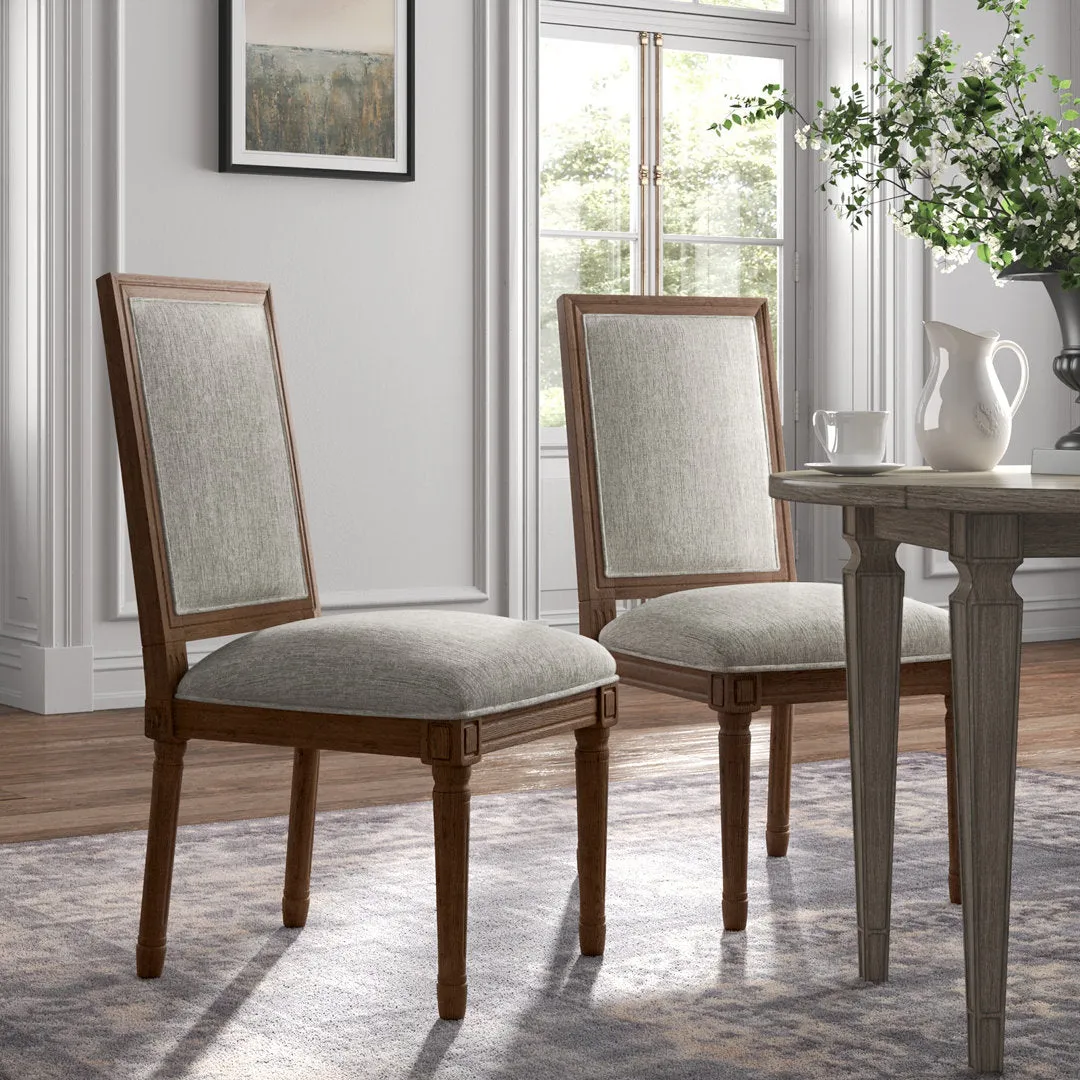 Libretto Solid Wood Side Chair (Set of 2) Kelly Clarkson Home Upholstery Color: Gray Linen, Leg Color: Brown