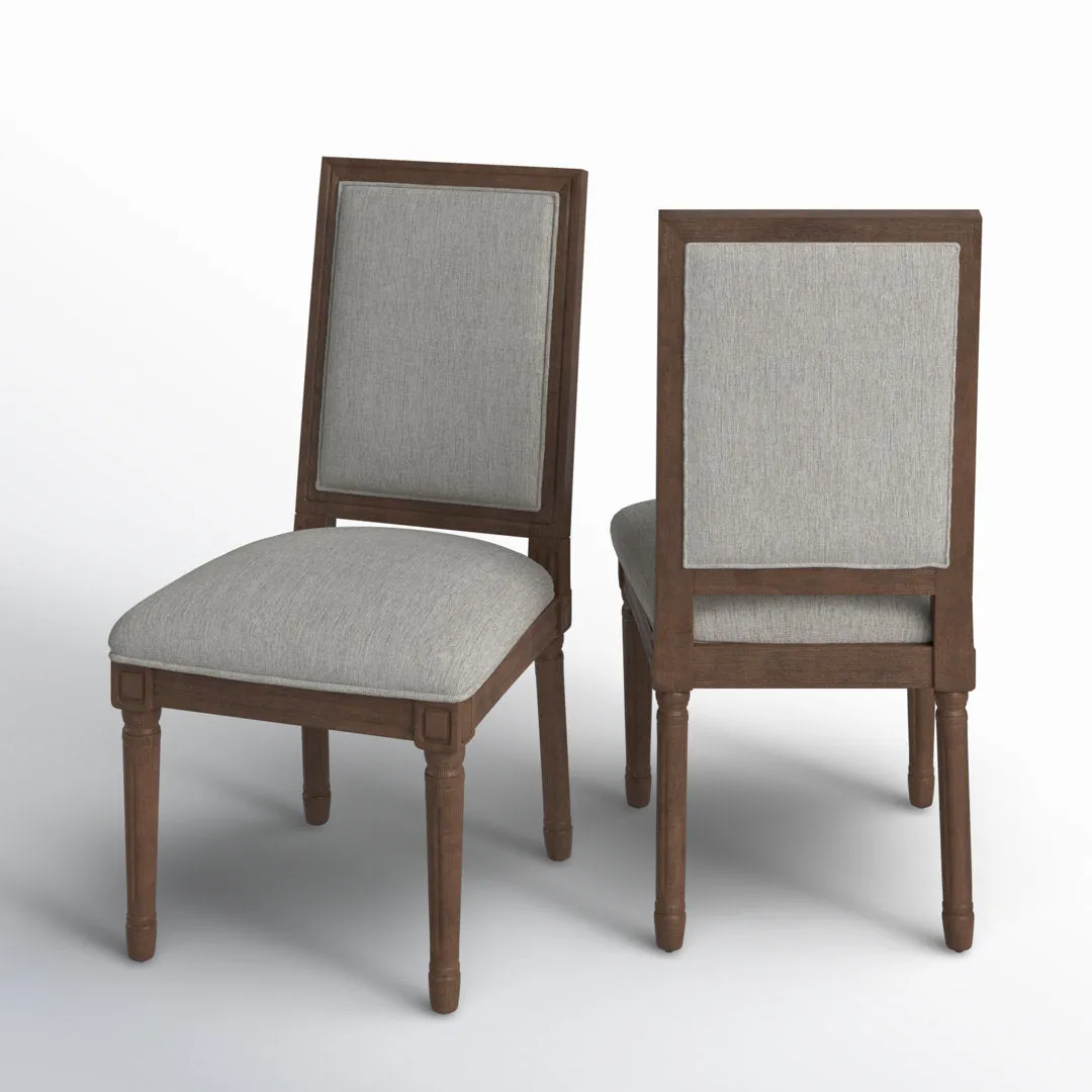 Libretto Solid Wood Side Chair (Set of 2) Kelly Clarkson Home Upholstery Color: Gray Linen, Leg Color: Brown