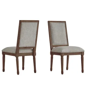 Libretto Solid Wood Side Chair (Set of 2) Kelly Clarkson Home Upholstery Color: Gray Linen, Leg Color: Brown