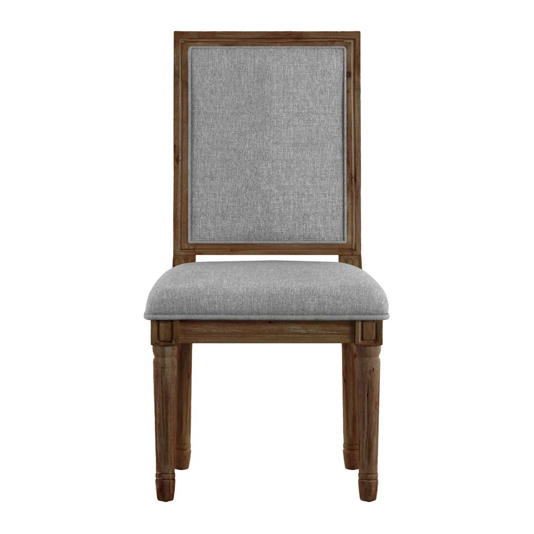 Libretto Solid Wood Side Chair (Set of 2) Kelly Clarkson Home Upholstery Color: Gray Linen, Leg Color: Brown