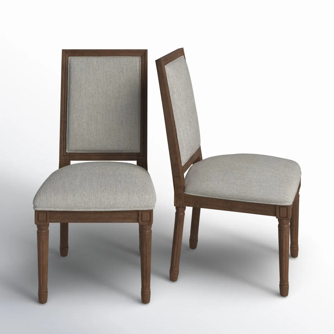 Libretto Solid Wood Side Chair (Set of 2) Kelly Clarkson Home Upholstery Color: Gray Linen, Leg Color: Brown