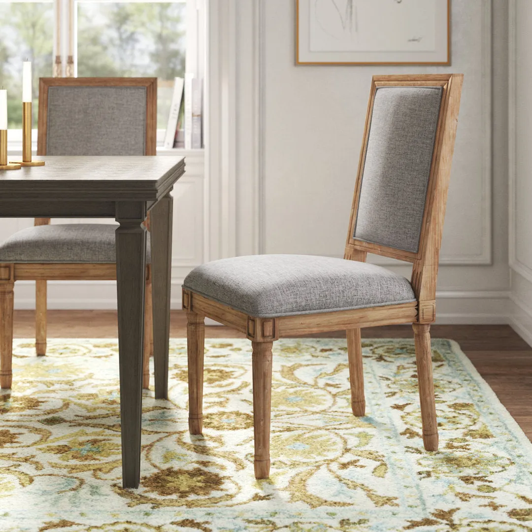 Libretto Solid Wood Side Chair (Set of 2) Kelly Clarkson Home Upholstery Color: Gray Linen, Leg Color: Brown