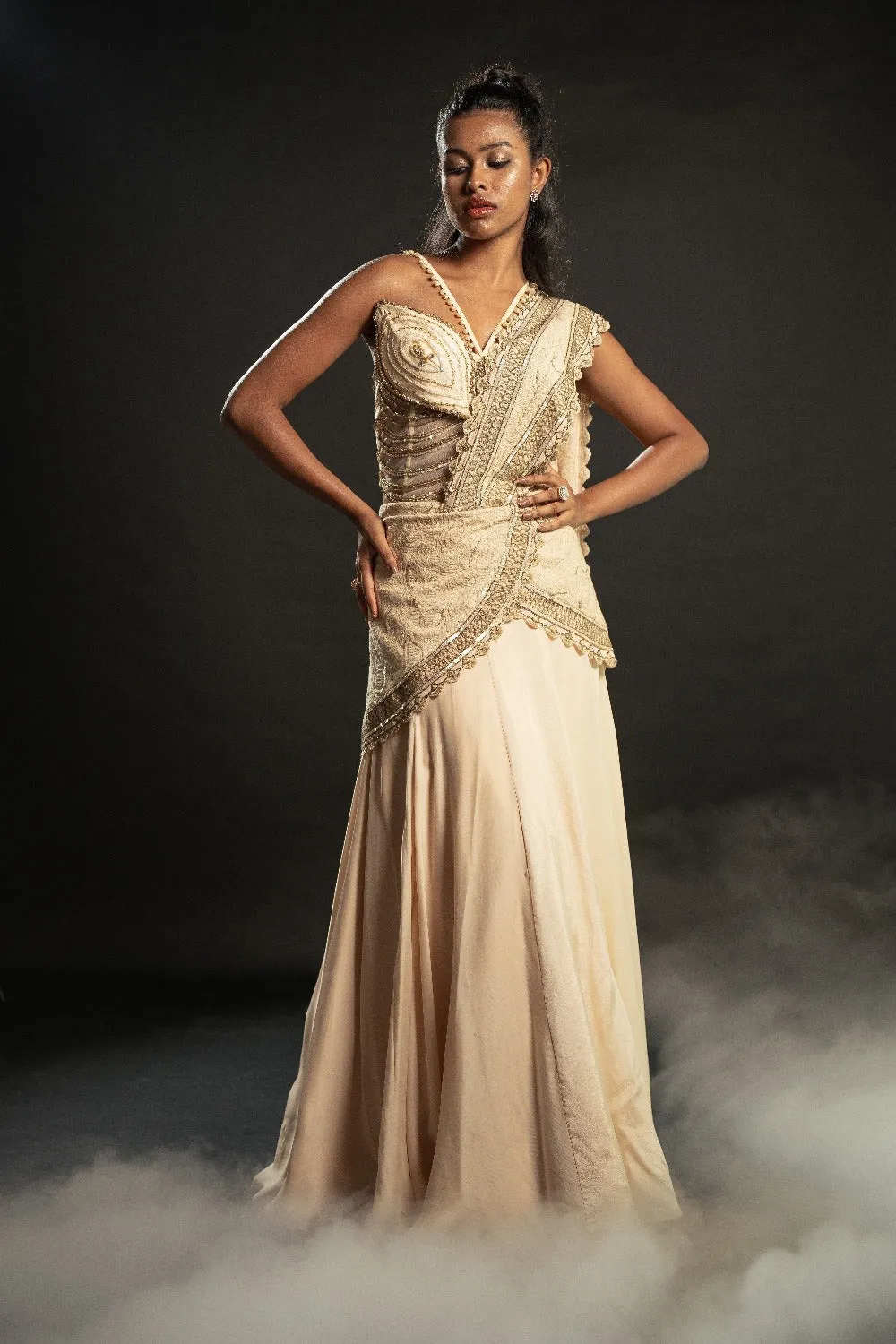 Light Gold Ready Saree