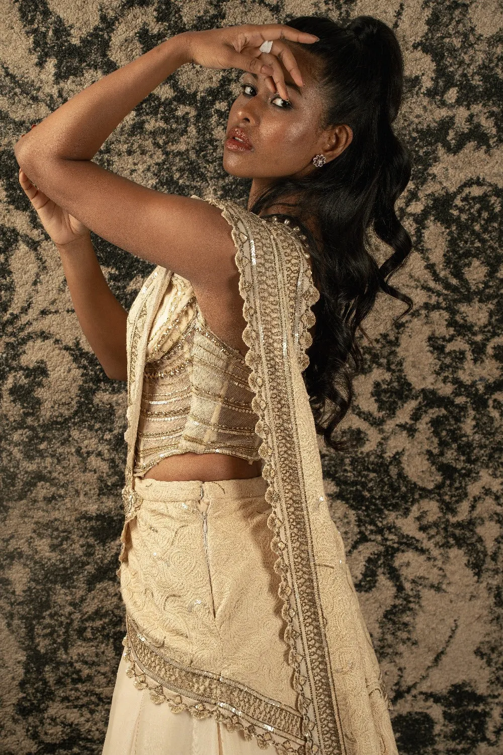 Light Gold Ready Saree