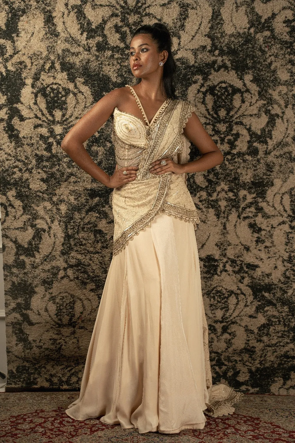 Light Gold Ready Saree