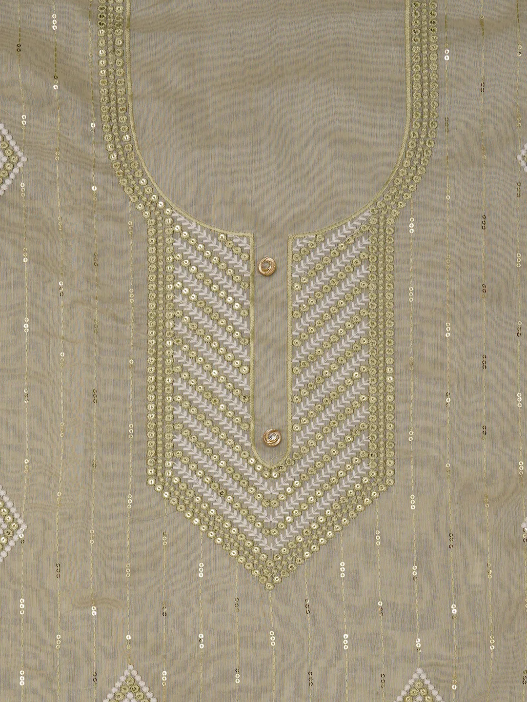 Light Green Unstitched Embroidered Cotton Blend Dress Material With Dupatta
