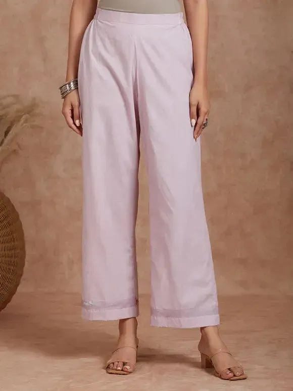Lilac Breeze Handwoven Linen Kurta With Prints And Cotton Pants
