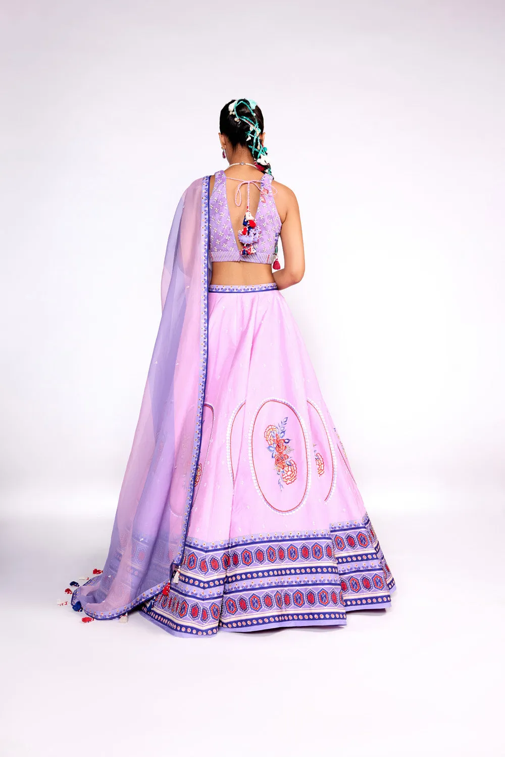 Lilac Embroidered Lehenga Set