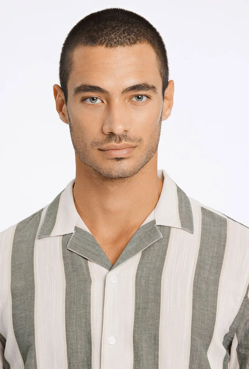 LINDBERGH STRIPED LINEN SS SHIRT