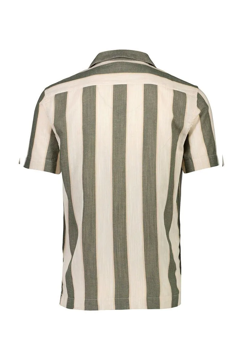 LINDBERGH STRIPED LINEN SS SHIRT