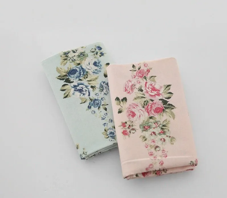 Line Roses Linen Blend Fabric, Cotton Linen, Floral Linen, Quality Korean Fabric - Pink or Blue - By the Yard /61448