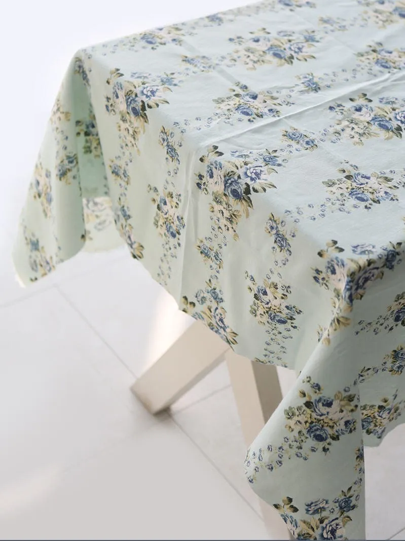 Line Roses Linen Blend Fabric, Cotton Linen, Floral Linen, Quality Korean Fabric - Pink or Blue - By the Yard /61448