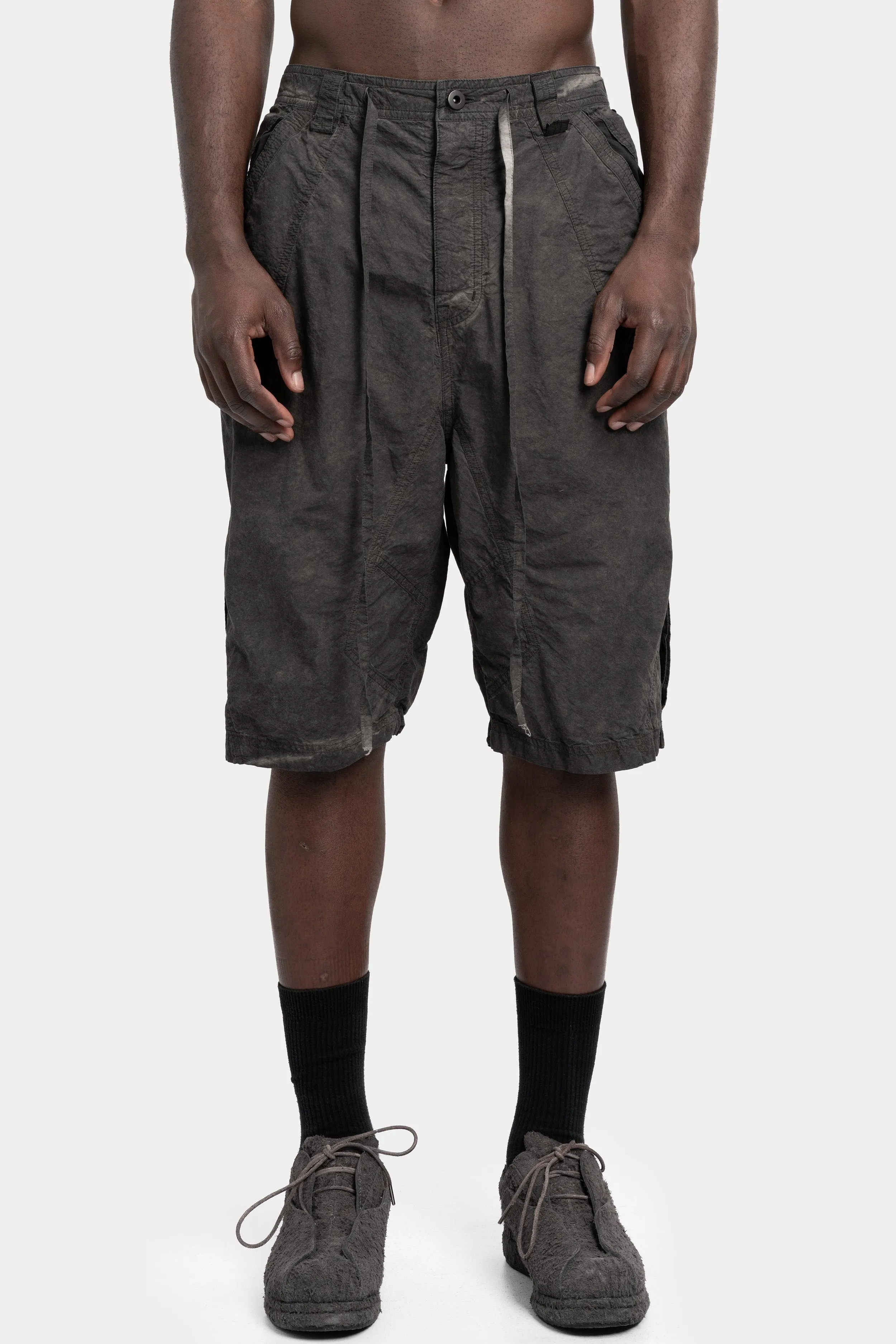 Linen blend split shorts