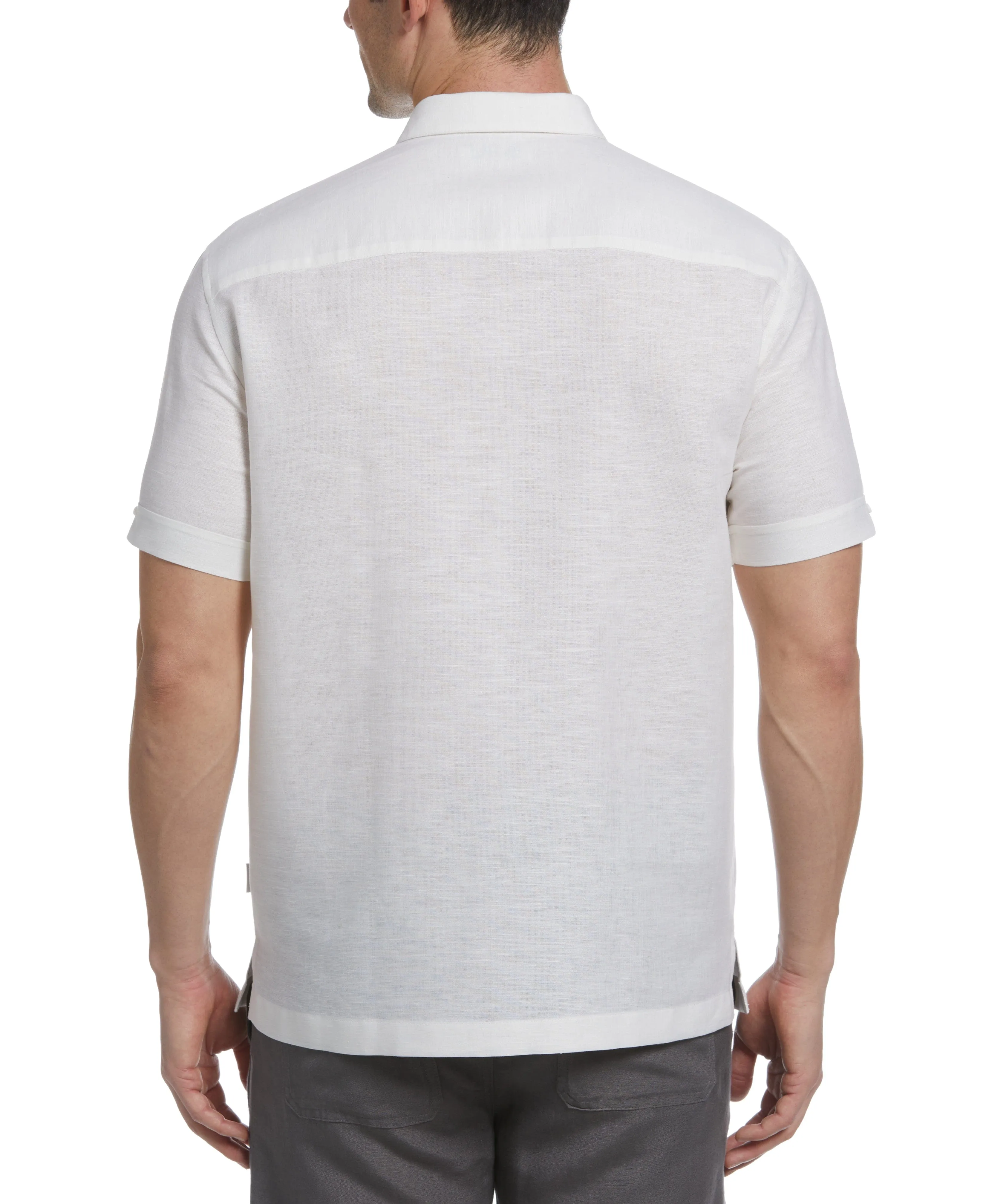 Linen Blend Yarn Dye Panel Shirt