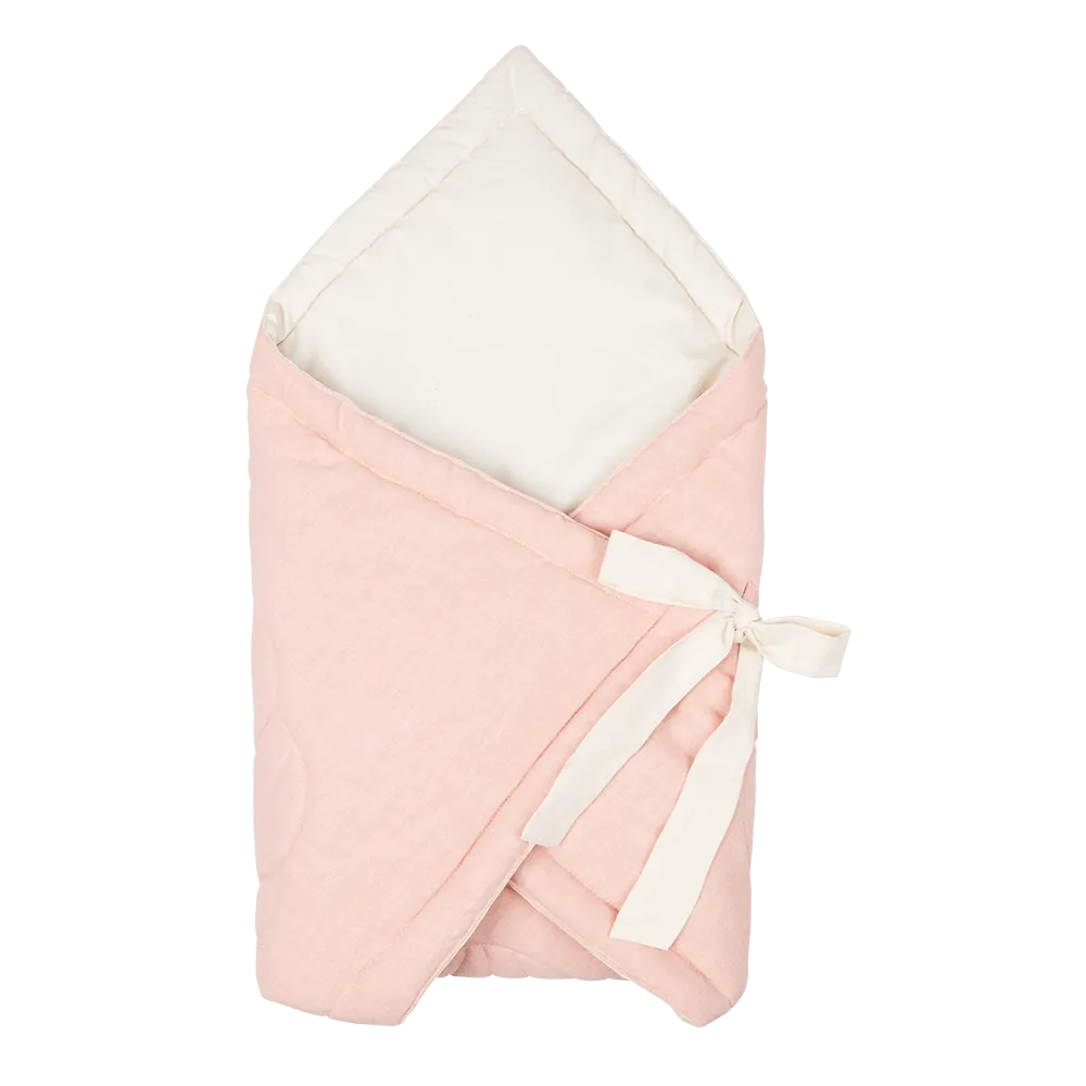 Linen Bloom Baby Horn Padded Linen Blanket - Light Pink
