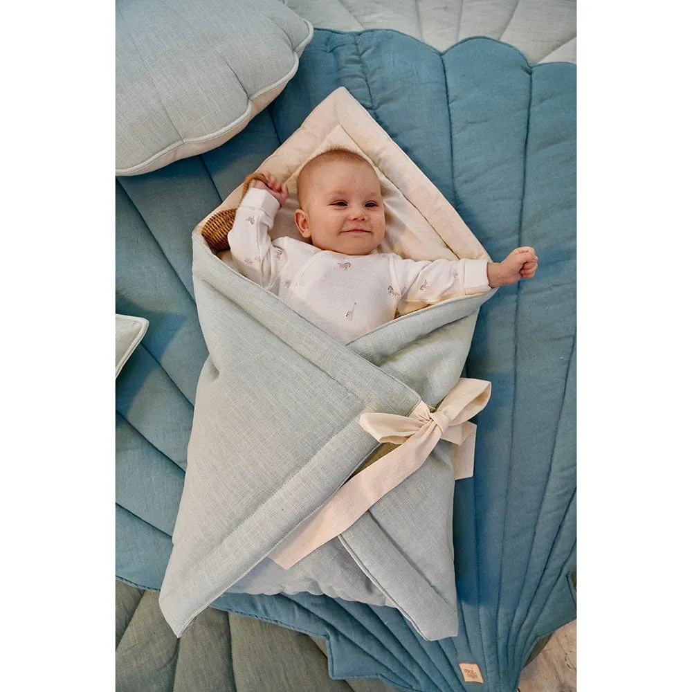 Linen Bloom Baby Horn Padded Linen Blanket - Mint