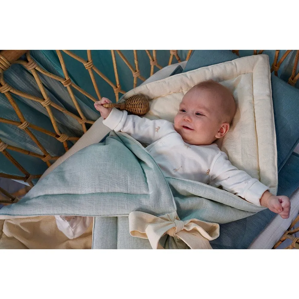 Linen Bloom Baby Horn Padded Linen Blanket - Mint
