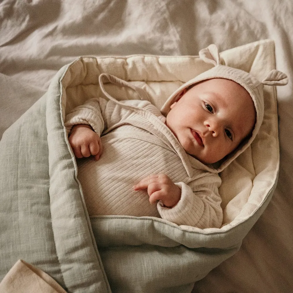 Linen Bloom Baby Horn Padded Linen Blanket - Mint