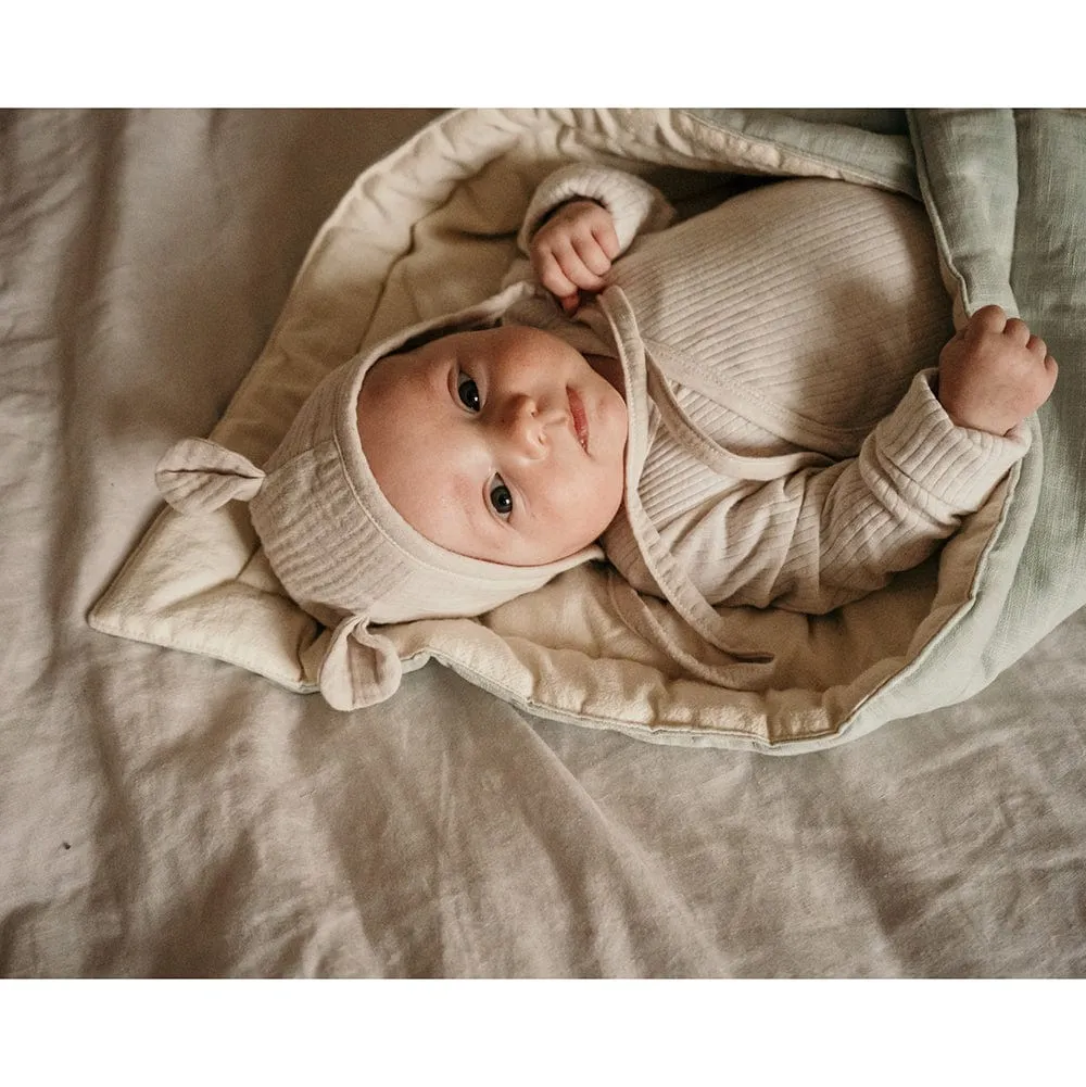 Linen Bloom Baby Horn Padded Linen Blanket - Mint