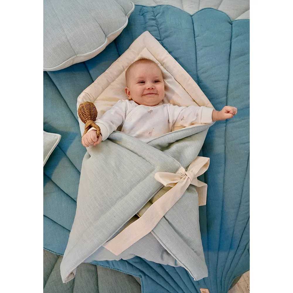 Linen Bloom Baby Horn Padded Linen Blanket - Mint