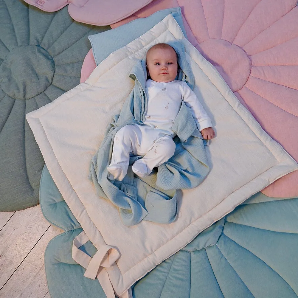 Linen Bloom Baby Horn Padded Linen Blanket - Sage