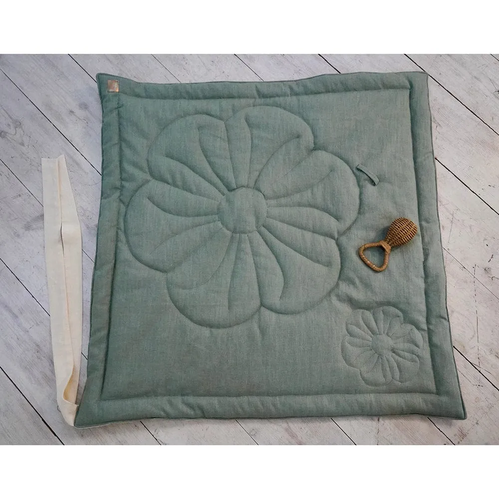 Linen Bloom Baby Horn Padded Linen Blanket - Sage