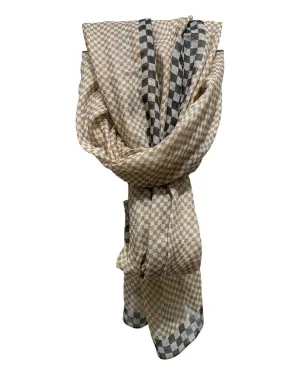 Linen Checkered Scarf - Caramel