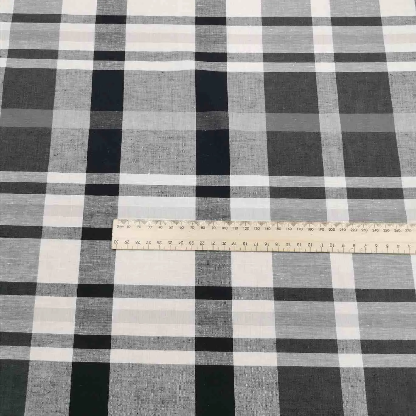 Linen Cotton Blend, Check In, Black