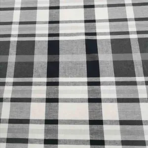 Linen Cotton Blend, Check In, Black