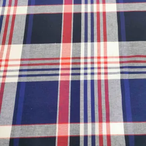 Linen Cotton Blend, Check In, Navy