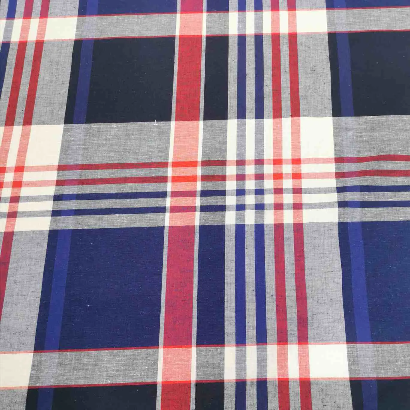 Linen Cotton Blend, Check In, Navy