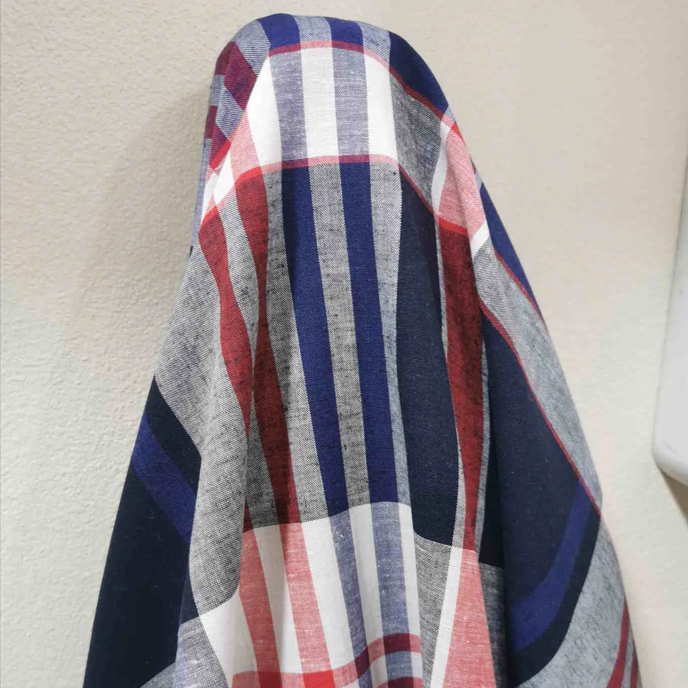 Linen Cotton Blend, Check In, Navy