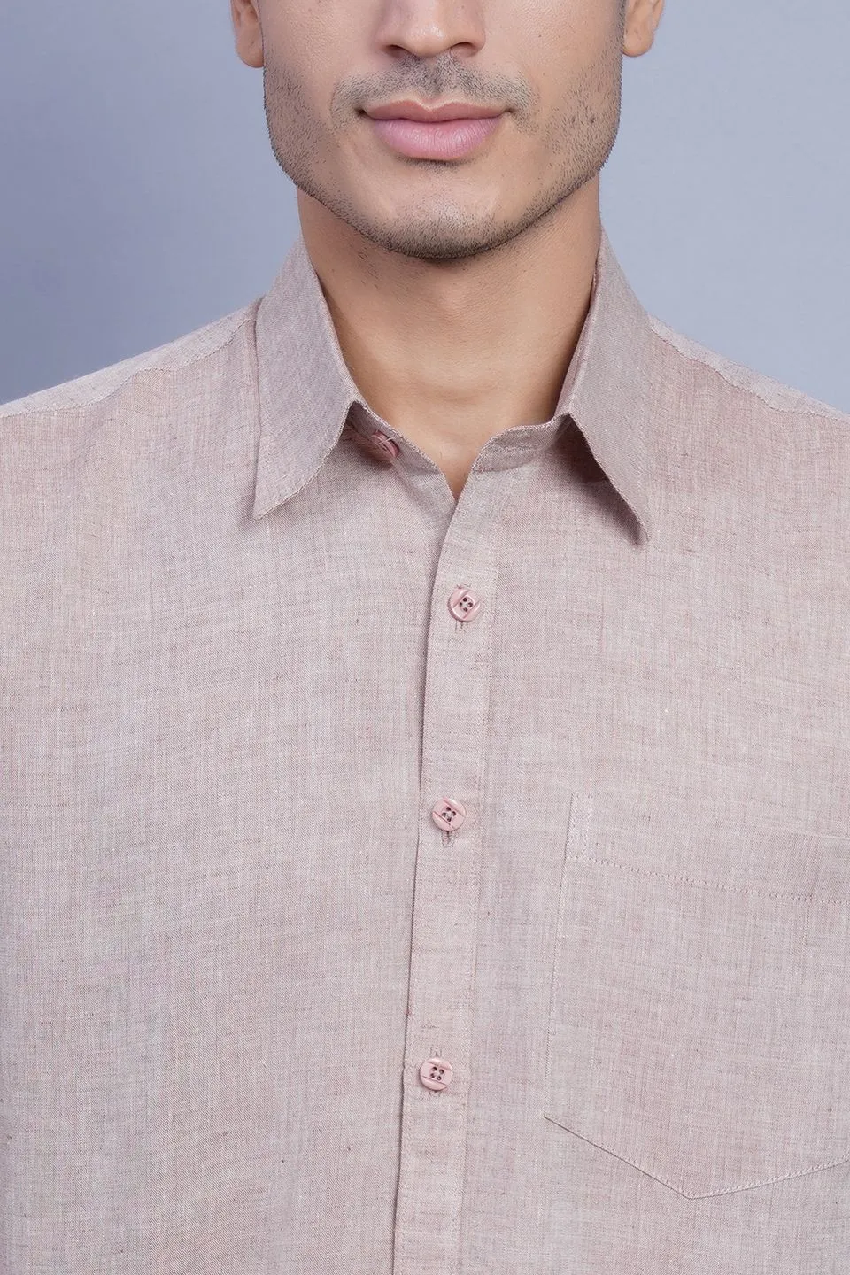 Linen Cotton Brown Shirt