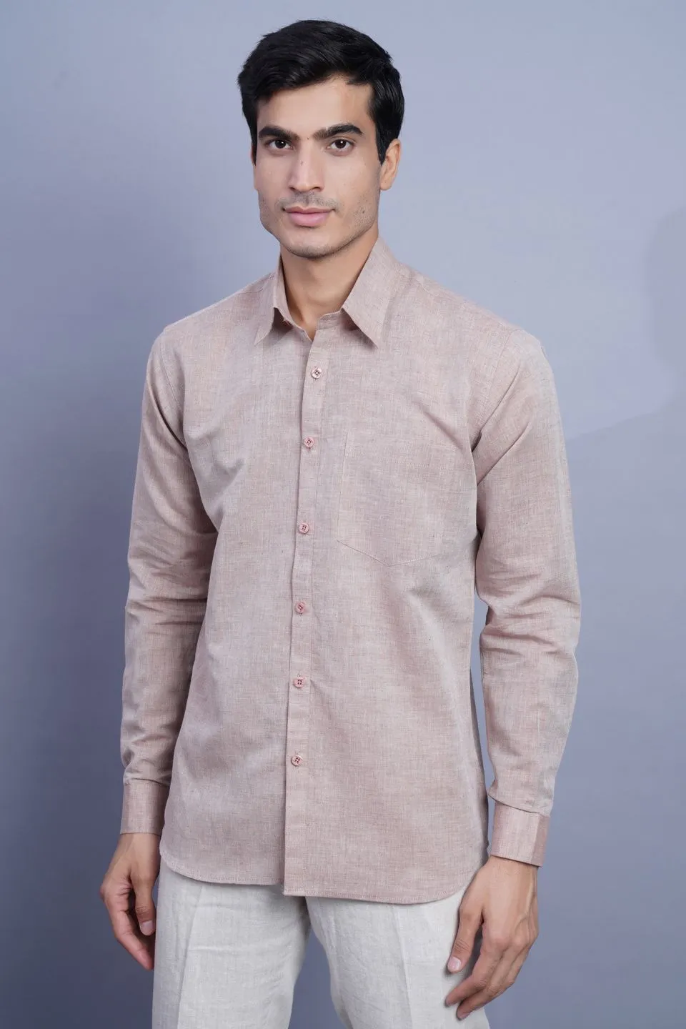 Linen Cotton Brown Shirt