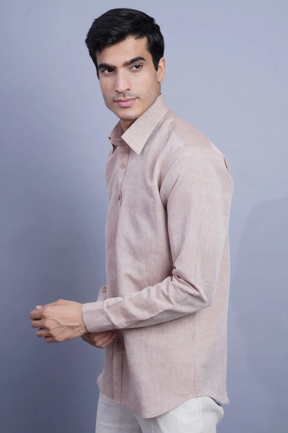 Linen Cotton Brown Shirt